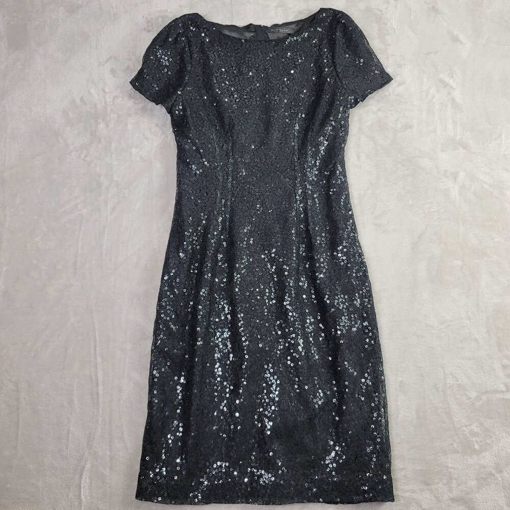 Elie Tahari Black Lace Sequin Women's Shortsleeve Party Dress | Size S
